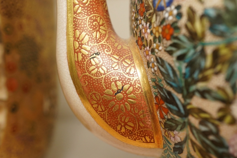 A fine Japanese Satsuma ‘millefleur’ three piece teaset, by Kinkozan, Meiji period